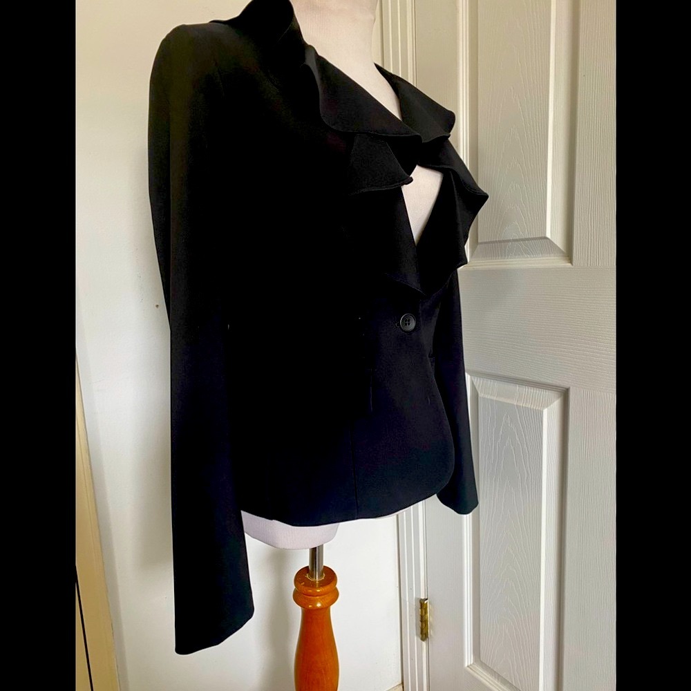 Joseph Ribkoff Black Draped Ruffle Blazer - Picture 8 of 10